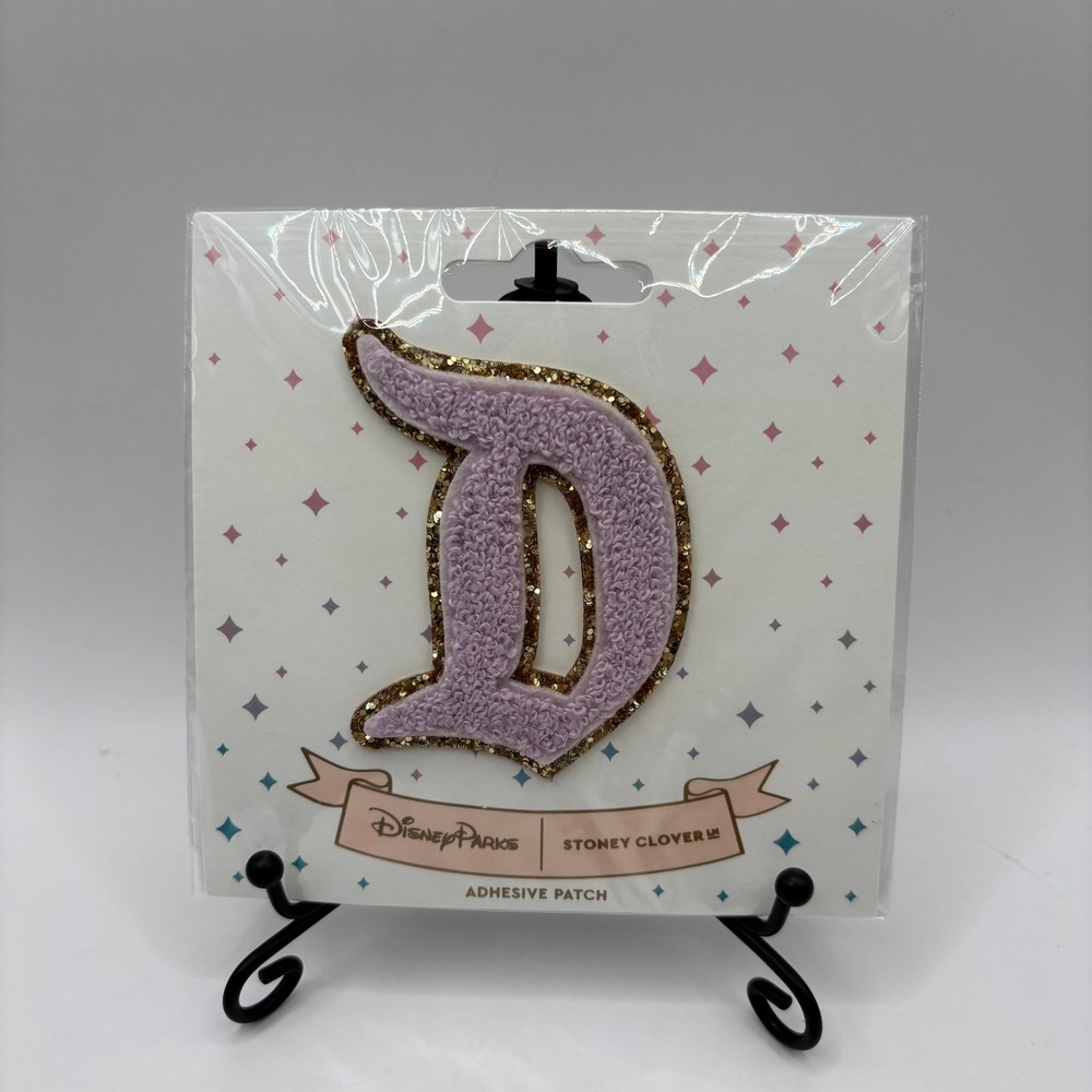 Disney Parks Stoney Clover Lane Letter D Purple Chenille Gold Glitter‎ Patch NEW